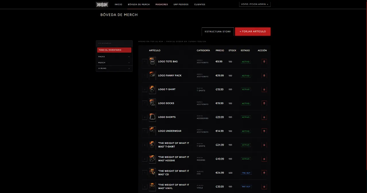 Captura del proyecto Web de banda con tienda y subscripciones (4 de 4)